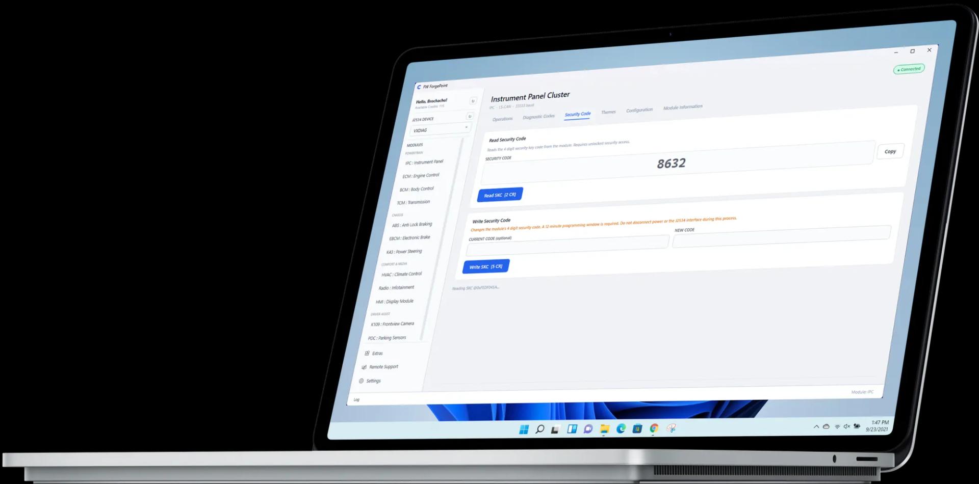 ForgePoint running on a laptop